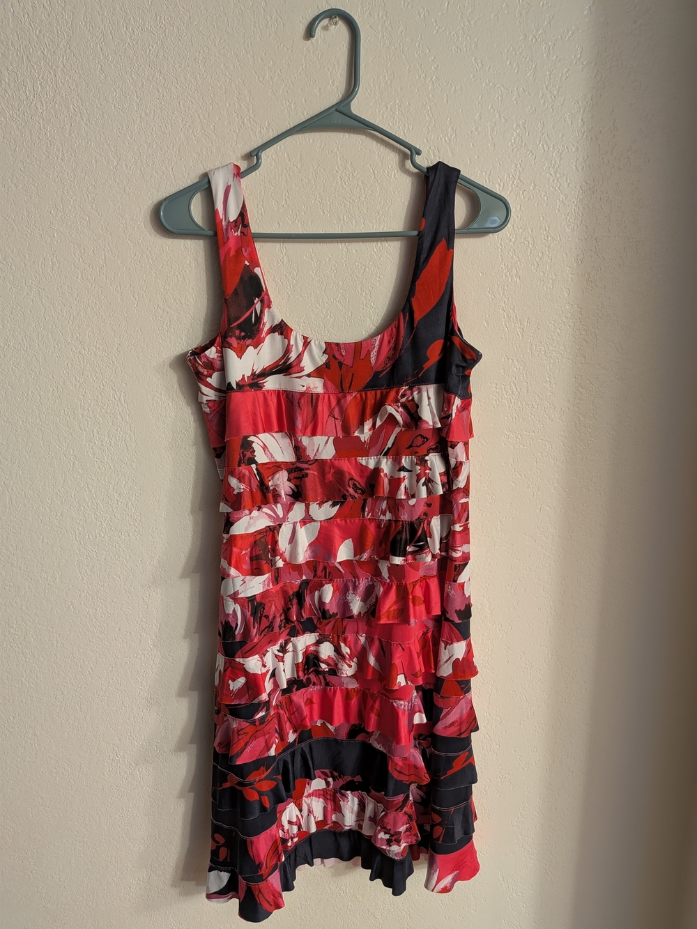 Sleeveless Red Floral Stripe Summer Dress by
